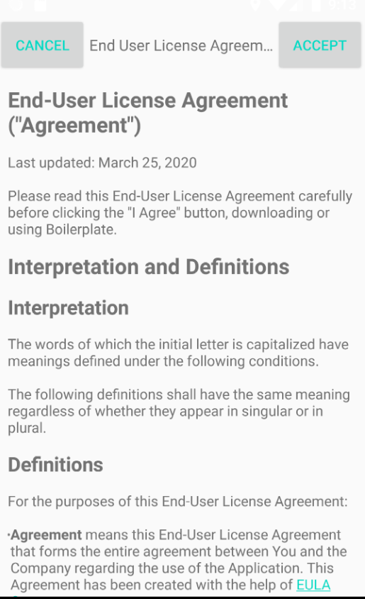 Android Eula Activity