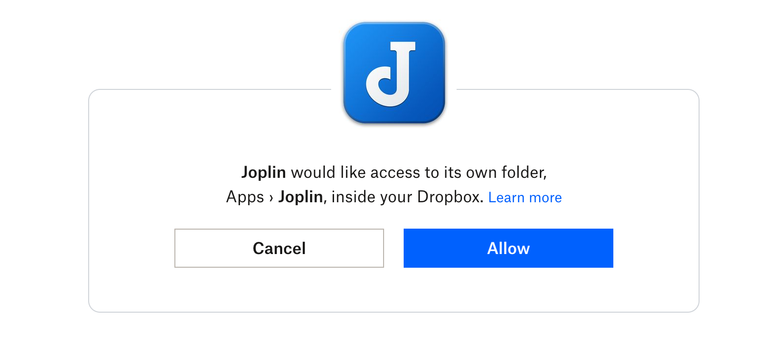 Allow Joplin Dropbox Access