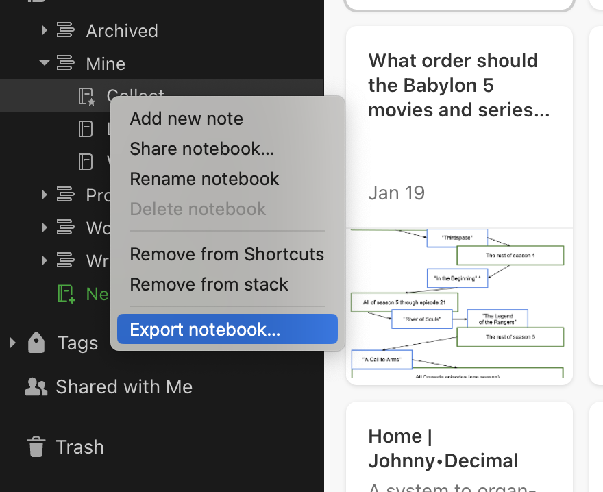 Export Evernote Notebook