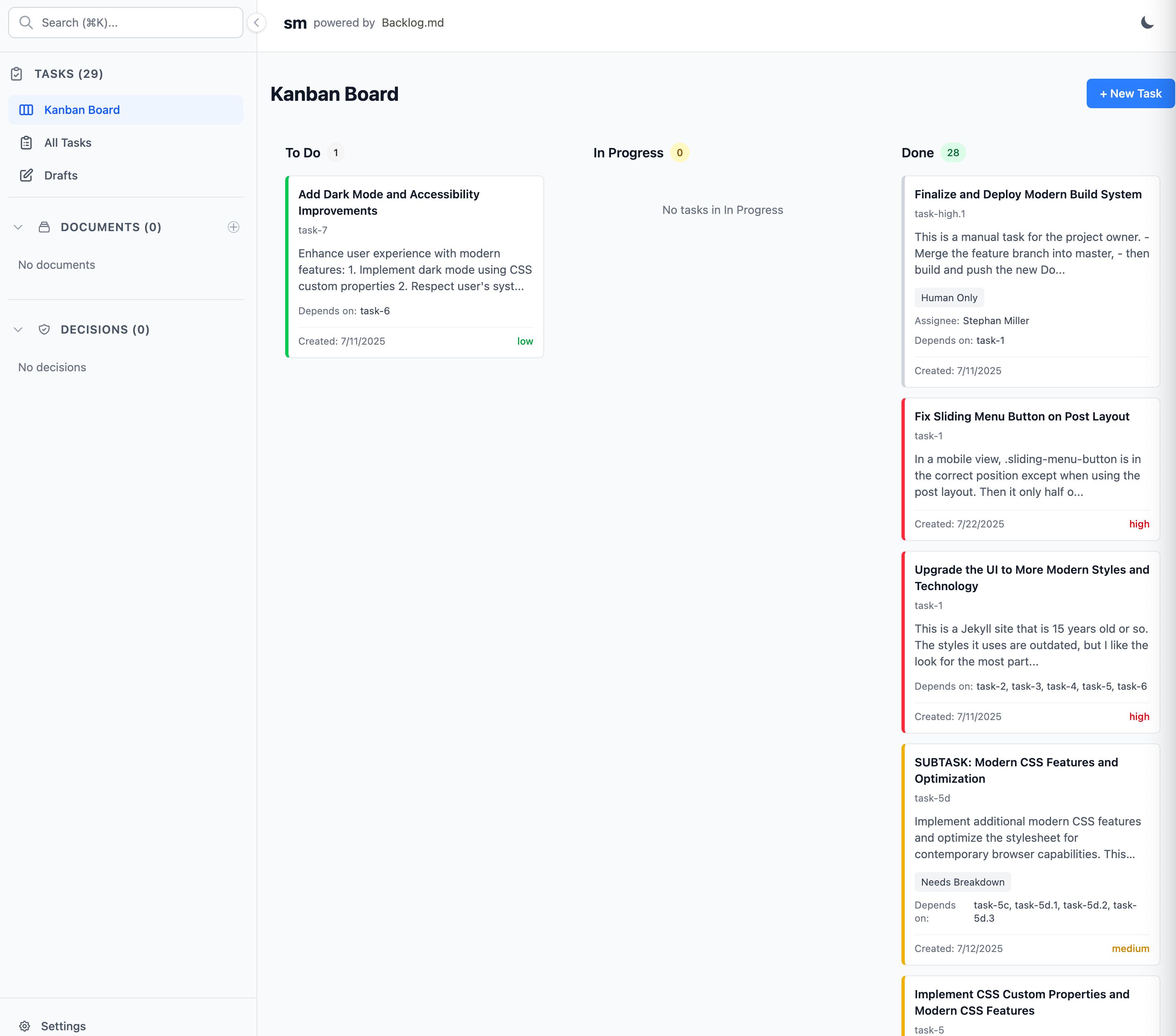 Backlog.md Kanban View
