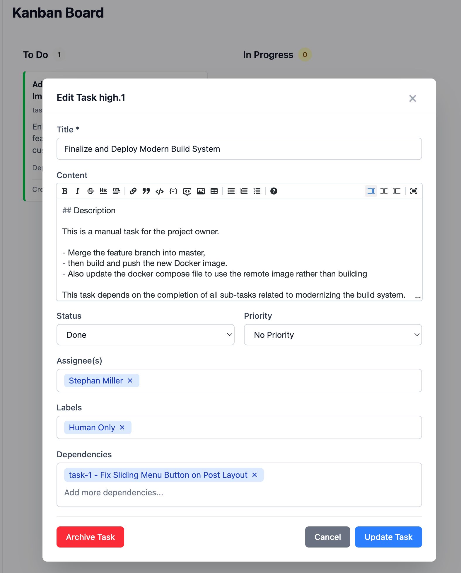 Edit Backlog.md Tasks